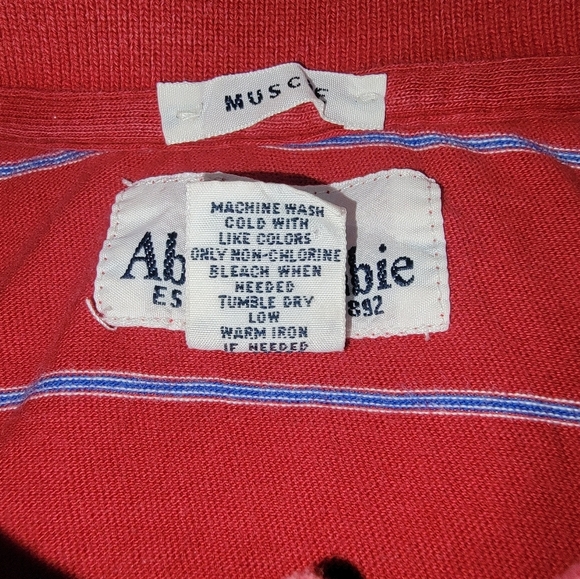 Abercrombie & Fitch Red Polo with Classic Stripes - Picture 4 of 6